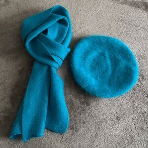 Angora Wool Scarf & Beret Set